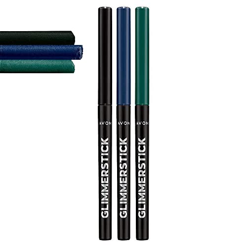 Eldimer 3 Pcs Set - Avon Glimmerstick Eyeliner - Blackest Black - Starry Night Blue - Emerald Green #TOP11