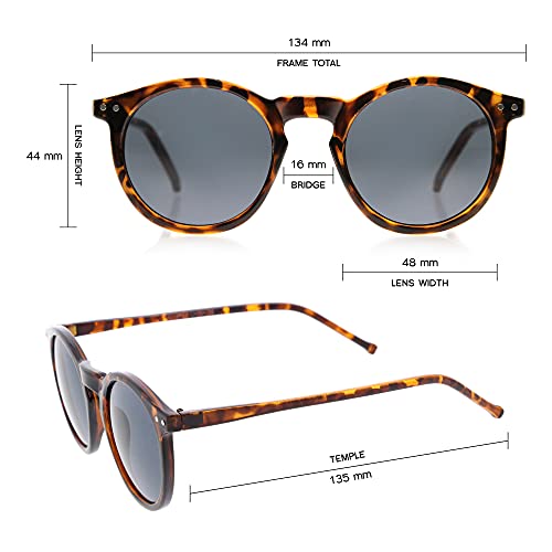 Image of zeroUV - Vintage Retro Horn Rimmed Round Circle Sunglasses with P3 Keyhole Bridge