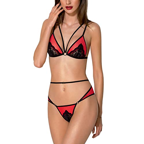 Ensemble de lingerie sexy Peonia rouge finitions soignées collection volupté