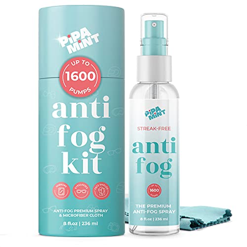 Glasses Cleaner Anti Fog (8oz) - Anti Fog Spray for Glasses - Anti Fog Safety Glasses, Anti Fog Mirror for Shower, Diving - Anti Reflective for Glasses, Goggles, Helmets, Windows - Cloth Included