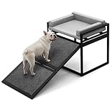 Clioran Pet Stairs Ramp Dog with Detachable 20% Wider Seat Mate,Companion Chair Platform for Small Doggie and Cat,Dachshund Puppy Non-Slip Ladder Perch,Doggy Step for High Bed Window Sofa Office Grey