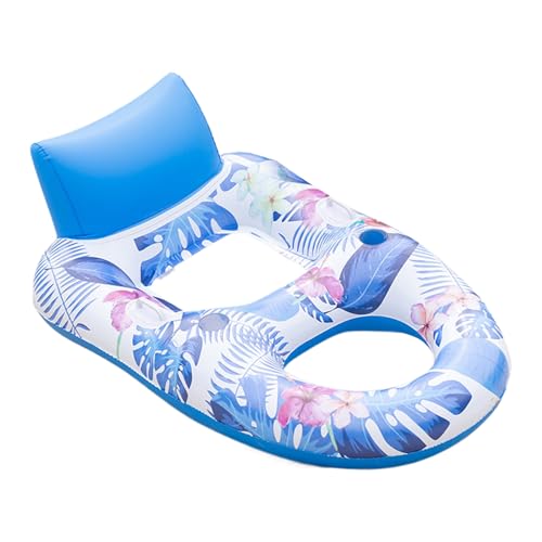 Flotador inflable para piscina, silla flotante, balsa inflable de 55.91 x 68.5 x 18.5 pulgadas, cómodo asiento de malla, material de vinilo resistente para playa, lago, río, vacaciones, diversión en