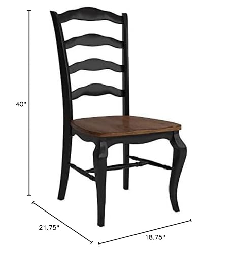 Home Styles French Countryside Oak And Black Pair Of Dining Chairs With Distressed Oak Contoured Seat, Rubbed Black Finish, And French Leg Design #TOP2
