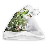 Santa Hat Green Leaf Frog Christmas Hat Classic Plush Xmas Hats Novel Xmas Holiday Decorations for...