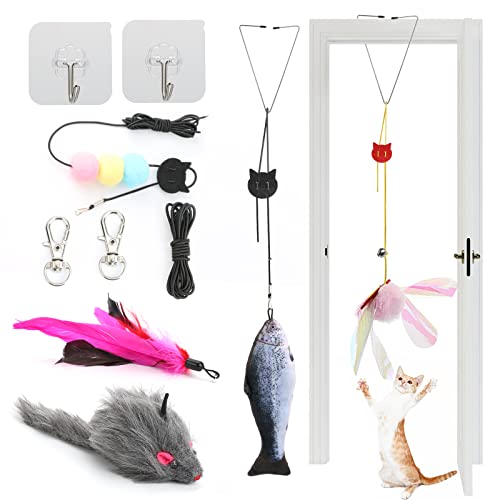 AURIVEE Katzenspielzeug 2er Set - Hängende Feder-Mäuse Mit Quietschfunktion