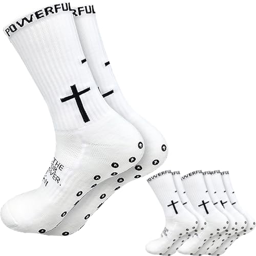 Grip Cross Sock, Unisex Sports Anti-Slip Grip Socks with Rubber Dots for Yoga for Soccer Christian Gift for Sport Football