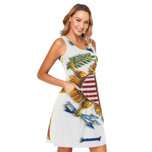 Vestido de las Islas Vírgenes corto con bolsillos para evitar cargar bolsos