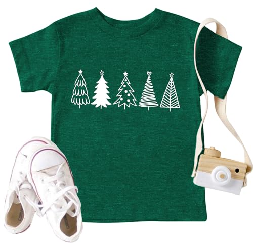 Image of Christmas Tree Shirt for Toddler Boys Girls Merry Christmas T-Shirts Short Sleeve Holiday Tee Xmas Gift Tops
