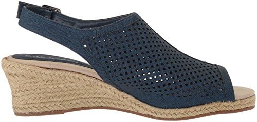 Easy Street Women's Stacy Wedge Sandal, Denim Linen Print, 9 X-Wide | Image 5
