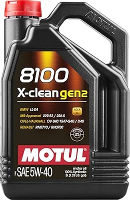 Motul 8100 X-clean Gen2 5W-40 Full Synthetic Motor Oil with Advanced Low SAPS Formula – ACEA C3 Approved for BMW, Mercedes-Benz, Opel & Renault Applications – 5 Liter