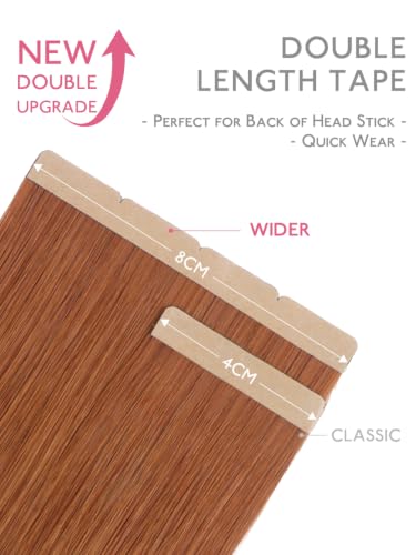 Image of WENNALIFE 3.15 inch Wide Tape in Hair Extensions Human Hair, Tape in Weft