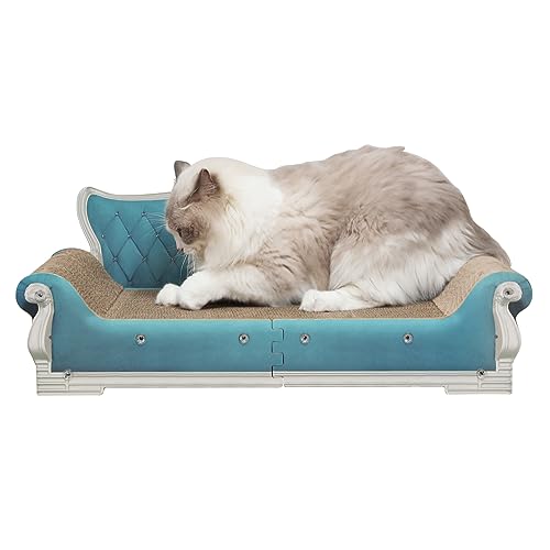 Kidding Pets Cat Sofa Shape Scratch Pad for Large Medium Small Indoor Cats Larger-Sized Recyclable Reversible Cardboard Cat Couch for Resting Claw Grinding and Playing