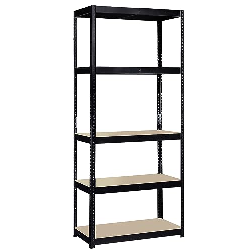 G-Rack Garage Shelving Unit: 150cm x 75cm x 30cm | Two bays, Black 5 Tier Unit | 175kg Load Weight Per Tier (875kg Per Unit) | Home, Office, Garage or Business Use | 5 Year Warranty