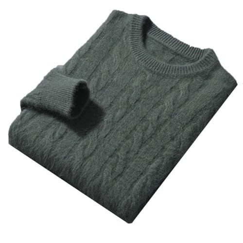 Men's Solid Cashmere Sweaters Round Neck Thickened Pullover and Winter Warm Casual Knitted Large Size Twist Tops