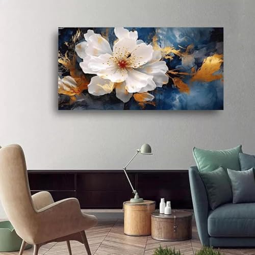 Affiche florale blanche abstraite 55x110cm pour mur de salon - 2