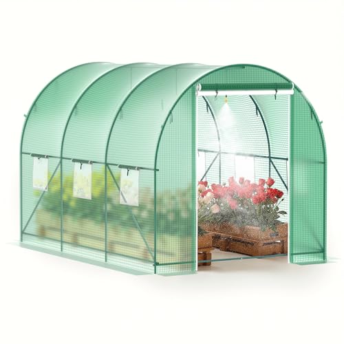 GOJOOASIS Greenhouse with Water System Outdoor Green House for Outside