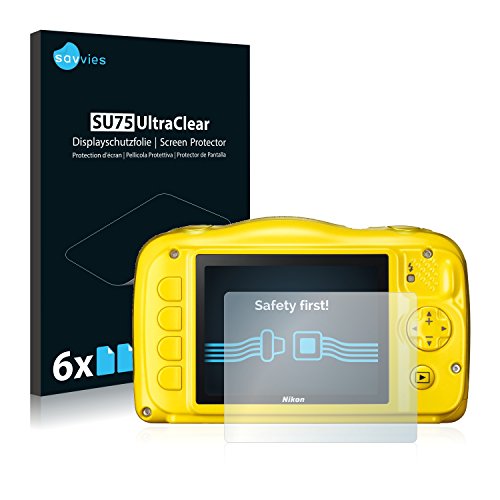 savvies Protector Pantalla Compatible con Nikon Coolpix S33 (6 Unidades) Pelicula Ultra Transparente