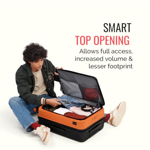 Image of Urban Jungle by Safari Hold-All Premium Top-Open Trolley Bag Set of 2, Cabin & Medium Luggage, Hardside Polycarbonate Suitcase with 8 Silent Wheels and TSA Lock (Orange)