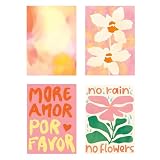 Shuqio 4er Set Dopamin Deko Wandposter 40×30cm – Rosa 
