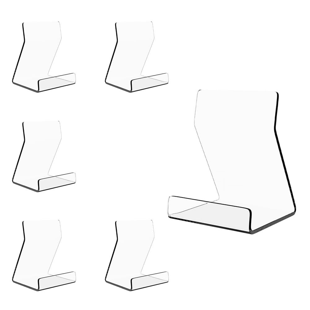 CTRLZS Acrylic Upright Display Stand, 6 PC 4 Inch Clear Display Holder Easel Base Picture Frame for Home School Store