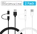 Apple MFi Certified Lightning Cables [2-Pack] - Skiva USBLink Duo 2-in-1 Sync / Charge Cable (3.2 ft / 1m) with Lightning & microUSB for iPhone 7 6s Plus, Samsung S7 (1-Black & 1-White) [Model:CB149]