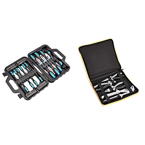 Amazon Basics – Schraubendreher-Set, 58-teilig, Präzisions-Schlitze, Kreuzschlitz, Torx & Zangen-Set, 4 Teile