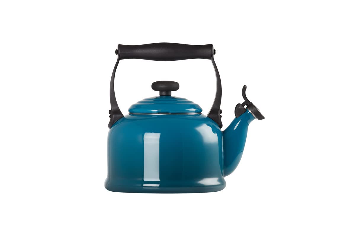 Le Creuset Traditional Stove-Top Kettle with Whistle, Suitable for All Hob Types Including Induction, Enamelled Steel, Capacity: 2.1 L, Deep Teal, 40102026420000 โ image 1