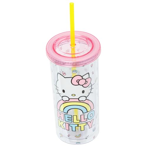 Image of Silver Buffalo Sanrio Hello Kitty, Plastic Cold Cup, 20oz | Tall, Includes Lid and Straw, 0.59 Liters