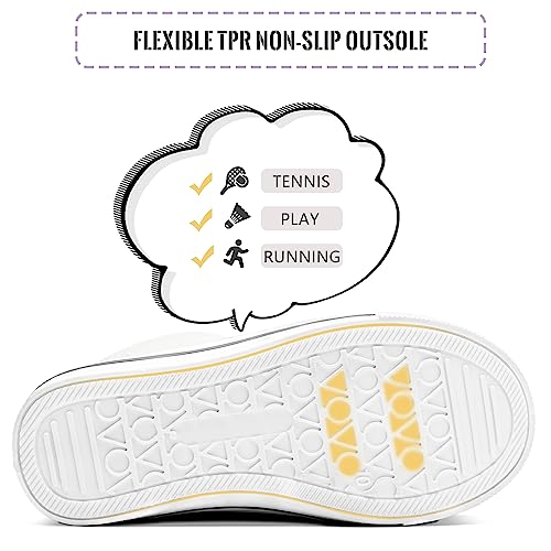 K Komforme Kids Sneakers For Boys And Girls Toddler Canvas High Top Walking Causal Shoes With Zipper White-Pu thumb #4