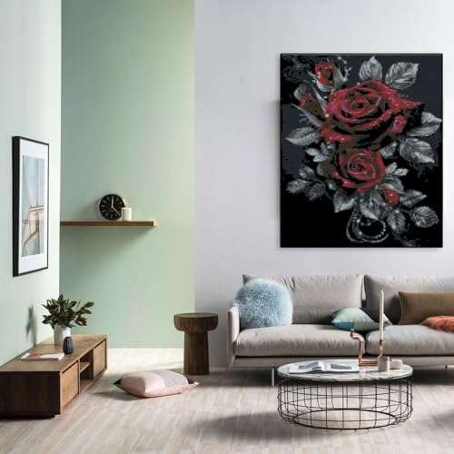 Image of Flowers Stamped Cross Stitch Kits Flowers Cross Stitch Patterns,Dimensions Cross Stitch Kits Embroidery Kit Arts and Crafts for Beginners 15.7x11.8 inch