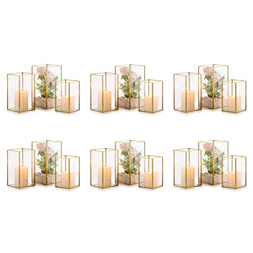 Nuptio Glass Hurricane Candle Holder Set of...