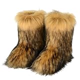ENEN Botas para Mujer Peludas Talla 36-46, Botas de Nieve Invierno Mujer Zapatos de Invierno con Peluda Cálidas Suaves para Climas Fríos, Exteriores e Interiores (BZ17 Caqui,38)
