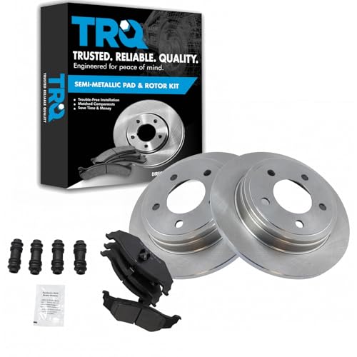 Image of TRQ Rear Brake Pad & Rotor Set Semi Metallic Solid Rotors | For 1999-2004 Chrysler 300M 1995-2004 Concorde 1995-2001 LHS 1995-2004 Dodge Intrepid 1995-1997 Eagle Vision