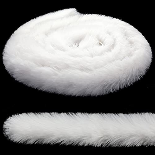 White Faux Fur Trim Ribbon Christmas Trimming Furry Ribbon Fur Garland Trim for Christmas Tree Garlands Party Decor Holiday Santa Costume DIY (1.18 Inch x 9.84 Yards)(1.97 Inch x 29.5 Feet)