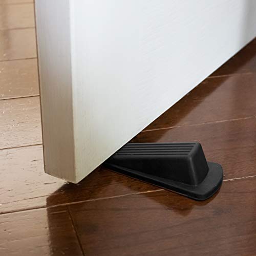 S&T Inc. Heavy Duty Rubber Door Stopper For Residential And Commercial Use, Black, 4.8 In. X 2.2 In. X 1.3 In, 4 Pack #TOP6