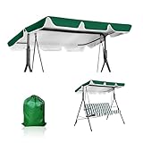 Hollywoodschaukel Dachbezug 210x145cm - Universelles Hollywoodschaukel Dach Ersatzdach für 3-Sitzer mit 420D Oxford | Wasserdicht & UV-Schutz 50+ | Einfach Montage für Garten-Schaukel - Grün