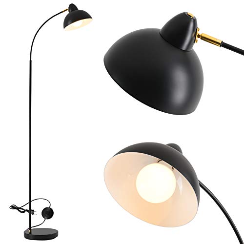HOXIYA Lampadaire noir, lampadaire moderne, lampe de lecture sur pied, lampadaire sur pied, abat-jour, salon, lampadaires à LED pour la maison