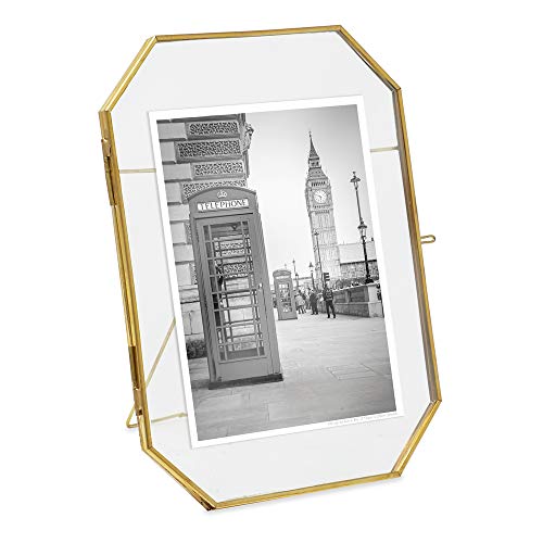 Isaac Jacobs 6x8 Gold Octagon Metal Floating Picture Frame ClaspLock