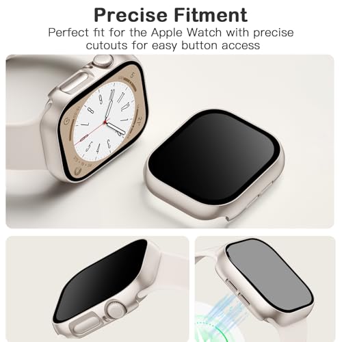 Image of Adorve 8-Pack Privacy Screen Protector for Apple Watch SE 44mm Case Series 6 5 4, Anti-Spy 9H Hardness Tempered Glass Film, Full Protective Face Cover, Slim Guard Bumper for iWatch 44 mm Accessories