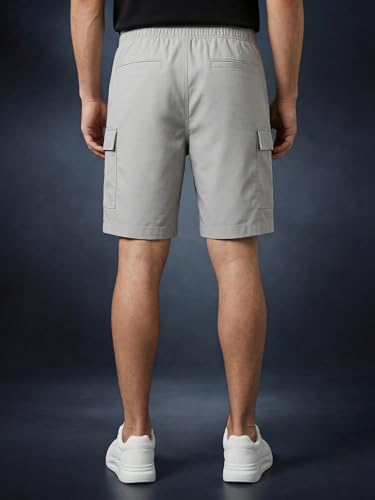 Image of Veirdo Men Twill Woven Cargo Shorts Lightweight Summer & Outdoor Wear Drawstring Waist Multi Pocket Design Adjustable Fit Comfortable, (S to 2XL)