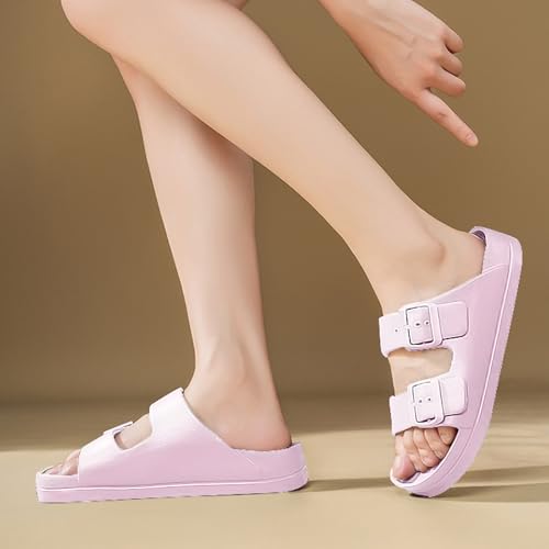 Image of Kids Slides Sandals Boys Girls Toddler Double Buckle Water Shoes Shower Slippers for Summer Beach Pool Indoor Outdoor
