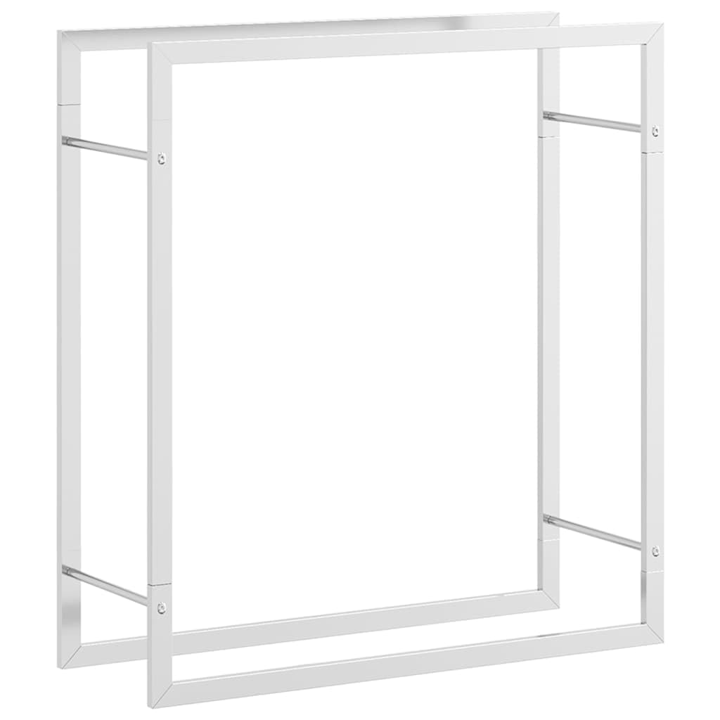 Regał na drewno ze stali nierdzewnej, 80 x 28 x 86 cm, solidny stojak do przechowywania drewna na zewnątrz, metalowy pomoc w układaniu w stos do kominka i ogrodu, odporny na korozję i trwały.