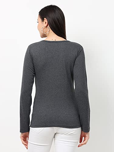 Image of Wafaa Women's Cotton Plain V Neck Full Sleeve T-Shirt