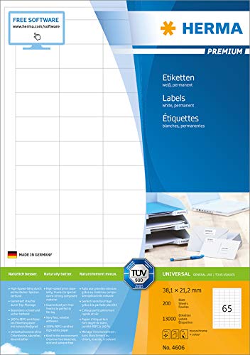 HERMA Étiquettes universelles Premium 70 x 37 mm, blanc, vous recevrez 1 pièce de 200 feuilles