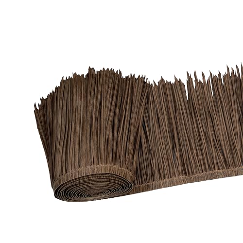 Mexican Style Synthetic Plastic Straw Thatch - 4 Colors (Palm Tree Brown, Tropical Green, Straw Yellow, Dried Grass Gray) - for Tiki Bar, Patio, Palapa & Party Decor (Dried Grass Gray, 4ft x 16in)