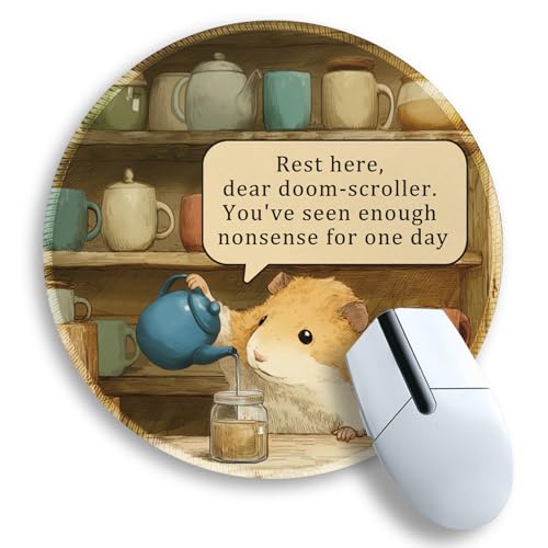 Image of Gctriki Funny Hamster Round Mouse Pads for Desk, Small Desk Mat Stitched Edge Non-Slip Rubber Base, Mousepad for Travel Laptop Computer Gaming, Cute Office Accessories with Motivational Quote