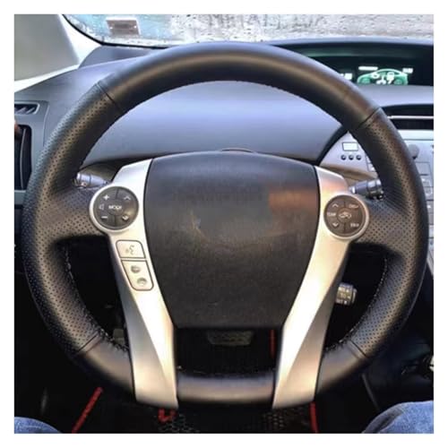 Funda Volante para Toyota para Prius 30 (XW30) 2009-2015 para Prius C (EE. UU.) 2012-2017 Funda Volante Cuero Microfibra Bricolaje Cubierta Volante Coche(Red Thread)