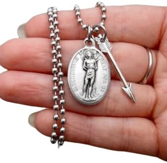 Saint Sebastian, Catholic Boy Gift, Confirmation, Patron Saint of Athletes, 30 Inch Stainless Steel Ball Chain, Includes St. Sebastian Prayer Card for Athletes - Image 7