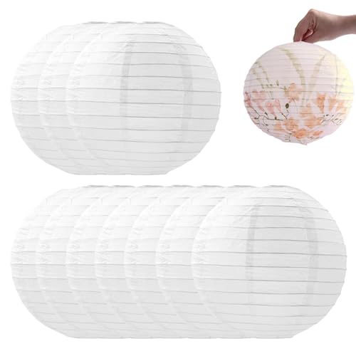 Lanterna di Carta,10 Pezzi Lanterne di Carta Bianca,Lanterne Cinesi,15cm Paper Lanterns,Pieghevoli Riutilizzabile,per Decorazioni Festa Compleanno Matrimonio Natale