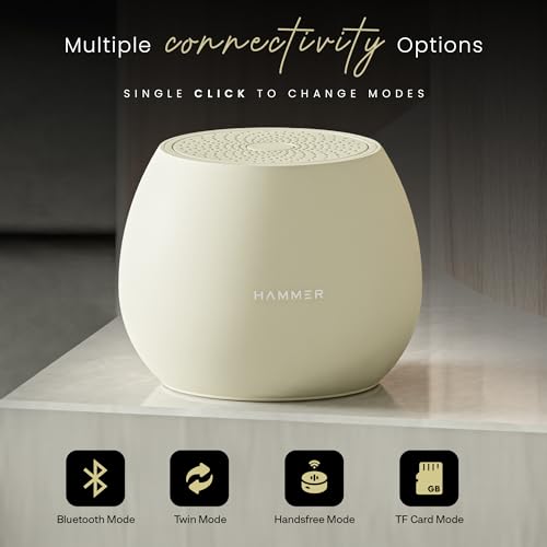 Image of (Refurbished) Hammer Drop 5W Bluetooth Wireless Speaker, Twin Pairing, TWS Function, 1200 mAh Battery, 100H Standby, Type-C Charging, 52mm Driver (Beige)